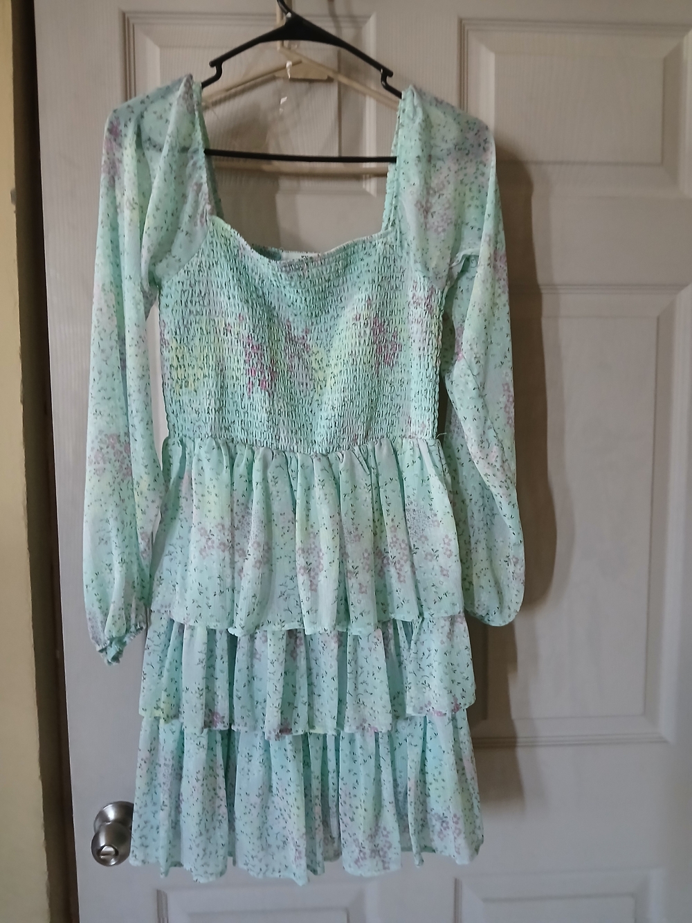 Womens Madden NYC Mint Floral Tiered Smocked Dress